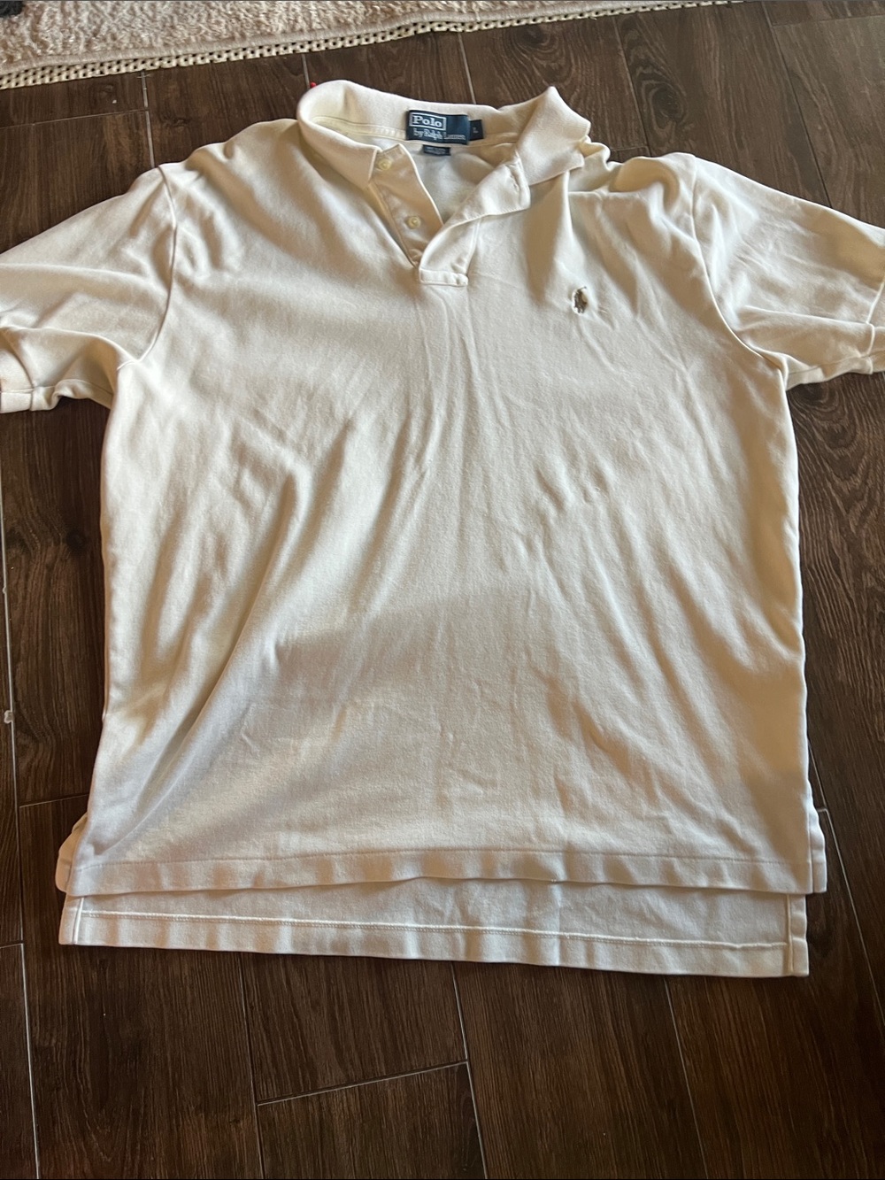 Polo by Ralph Lauren Men's Ivory Polo Shirt with Embroidered Pony